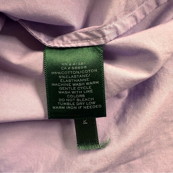 Lauren Ralph Lauren Cotton Long Sleeve Button Down. Purple. Medium. - Picture 5 of 8